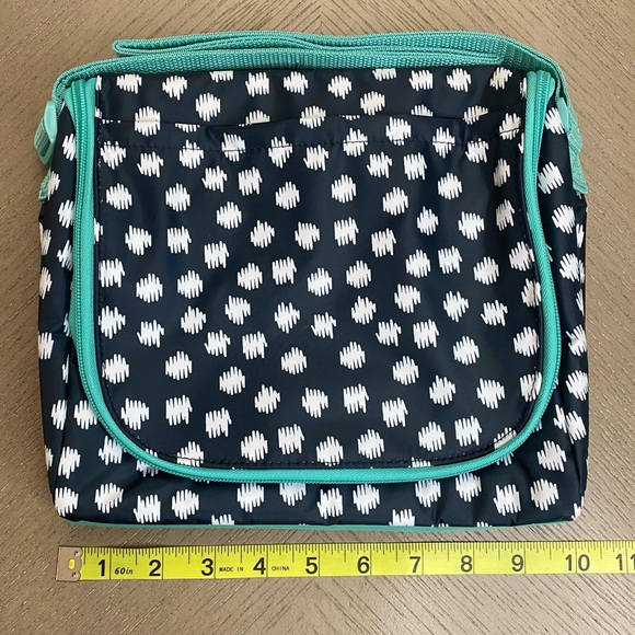 New Thirty One Navy Doodle Dot Going Places Thermal Bag With Strap - Picture 2 of 15